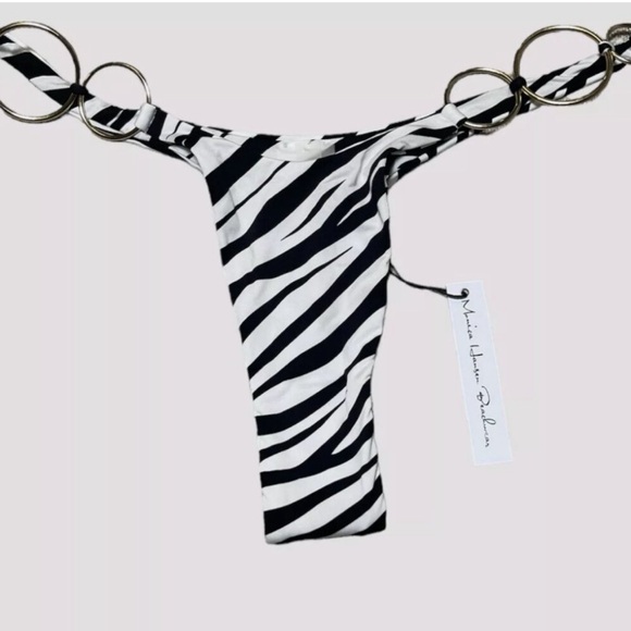 NWT MONICA HANSEN Wild Stripes String Bikini Set Top & Bottom Zebra Animal Print - Picture 8 of 11